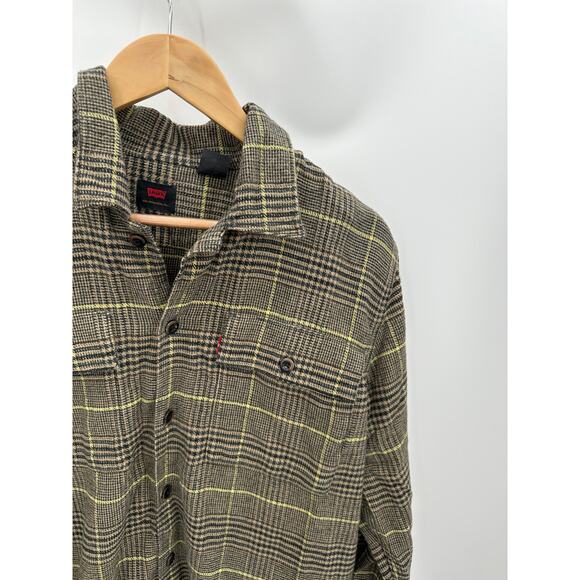 Levi's Brown Black Yellow Plaid Long Sleeve Button Down Shirt Men's Size Large L - Picture 5 of 11